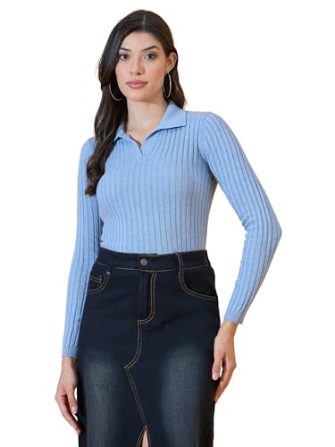 Image of 98 Degree North Women Spread Collar Sweater-G1165-BROWN