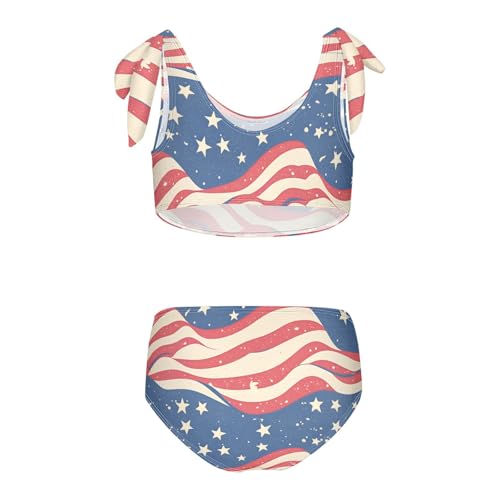 KLL Seamless Pattern USA Flag Girls 2 Piece Bikini Set Beach Swimsuit Swimming Suits Cute Shoulder Strap2