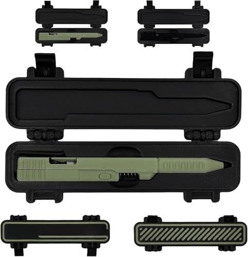 Tactical Slide Action Ballpoint Pen with Case,Tactical 3D Printed Slide Action Pens EDC,Creative Novelty Writing Tool,Refillable Smooth Quick-Drying Ink Pen,Unique Gift for Stationery Lovers (Green)