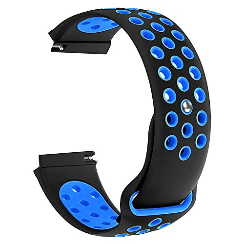 Image of ACM Watch Strap Silicone Belt 22mm Compatible with Fossil Gen 5 Carlyle Smartwatch Sports Dot Band Black with Blue