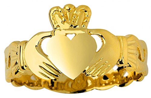 14k Yellow Gold Claddagh Ring with Trinity Band3