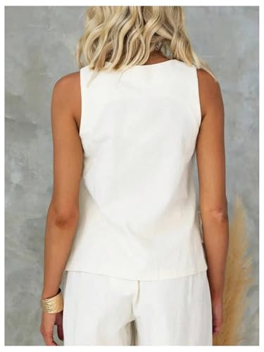 GORGLITTER Women's Button Down Vest Shirt V Neck Sleeveless Split Tie Side Going Out Tops3