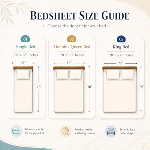Image of Cloth Fusion Glace Cotton Elastic Fitted Bedsheet Queen Size for Double Bed with 2 Pillow Covers (78X60 inches, Botanical Night)