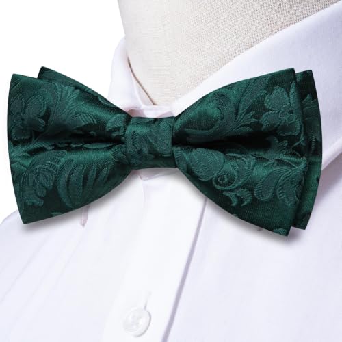 Image of Dubulle Mens Paisley Striped Bowtie Set Pre-tied Bowtie for Men and Pocket Square Set Wedding Business