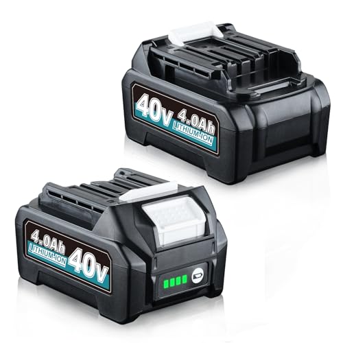 ZEERISA 2 Pack 4.0Ah Lithium-ion Battery Replacement for Makita 40V Battery BL4040 BL4050 BL4050F BL4025 Compatible with Makita XGT Cordless Power Tools