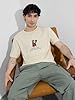 The Souled Store Graphic T-Shirt: Place in Heaven Men's and Boy's Short Sleeve Crew Neck T-Shirt Light Beige Graphic Print Cotton Relaxed Fit, Off White, XL #2