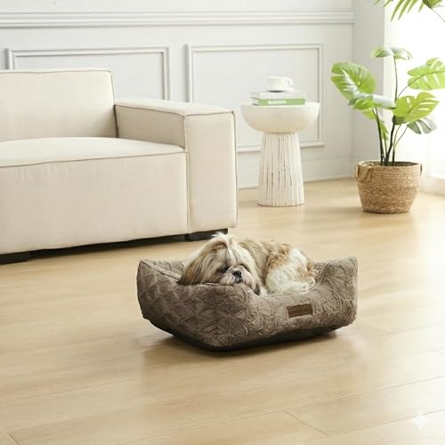 Image of Modern Threads Ultra Soft Plush Pet Bed for Small and Medium Dogs with Elegant Texture and Stylish Design, Removable Washable Cover, Brown, (24 inch L x 20 inch W x 8 inch Th)