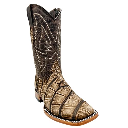 Vaccari Men's Orix American Alligator Belly Print Wide Square Toe Cowboy Boots - 10 #TOP4