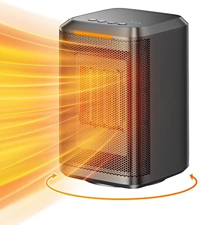 GAIATOP Space Heater, 1000W Fast Heating Quiet Energy Efficient 45°Oscillation Space Heaters for Indoor Use, 2-6H Timing PTC Ceramic Heater, Tip-Over & Overheating Protection Portable Heater for Home