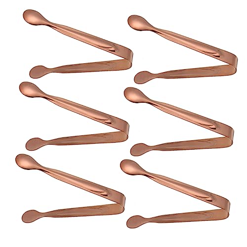STOBAZA 6pcs Stainless Steel Ice Tongs for Sugar Ice Cube Lemon Cookie Easy Clean Handle Sturdy Rust-free Design
