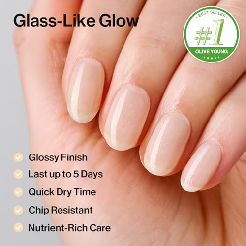 Image of ohora 2-in-1 Sheer Nail Polish & Strengthener - Gold Confetti | Tinted Nail Concealer | Nail Hardener for Weak, Damaged Nails | Nail Care Polish with Glossy Finish | Glazed-Syrup Formula, 15 mL