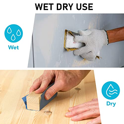 Lotfancy Sandpaper 80 To 5000 Grit, 96Pc 9 X 3.6” Dry Wet Sand Paper With Sanding Block, Silicon Carbide Sanding Sheet Assortment, For Automotive Metal Wood Furniture Polishing Finishing Buffing #TOP3