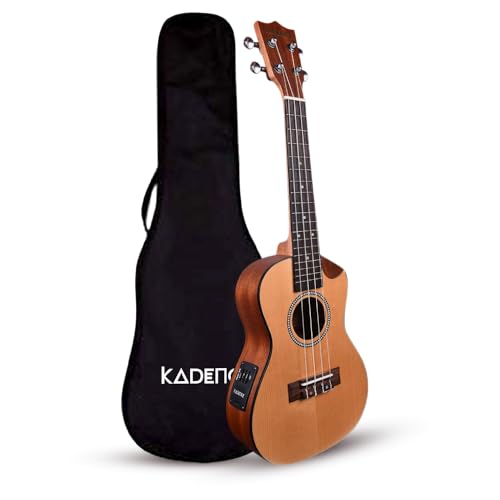 Image of Kadence UKCESH01C Concert 23 inch Electro Acoustic Ukulele | Spruce Wood | Built-in 2-Band EQ Preamp | Comes with Bag | Includes Learning Course | Natural