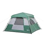 Amazon Basics - Tienda de campaña instantánea con ...: Tienda de campaña instantánea para 4 personas para camping, senderismo y mochileros Diseño Impermeable al agua con sobretecho extraíble y costuras; ventilación de suelo ajustable para aire acondicionado. Ventanas y techo de malla; líneas de sujeción ...