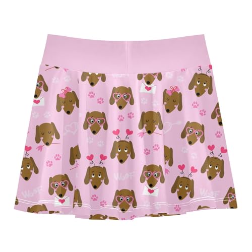 Girls Skorts High Waist Athletic Skirts with Shorts Dachshund Dog Stretchy Teens Performance Tennis3