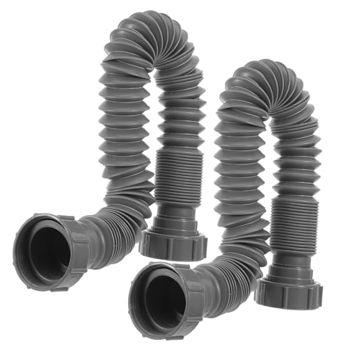 ULTECHNOVO 2-Pack Flexible Sink Drain Pipe for Misaligned Plumbing - 1-1/2 Inch 45.2mm Expandable Drain Hose Extension for Bathroom Sink & Kitchen, Thread Mini Corrugated Flexible Pipe Replacement