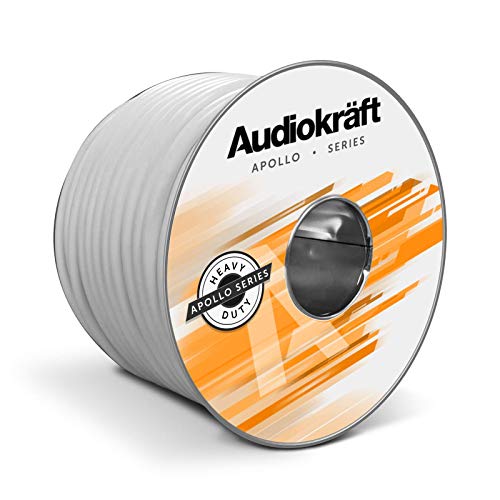 AudioKraft Apollo Series | 2-Core Indoor/Outdoor HiFi Speaker Wire 1.15mm 15A (Custom Length) (100m, White)