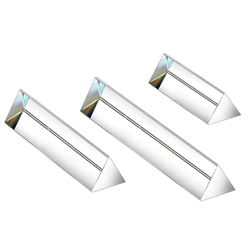 3 prismas triangulares de vidrio óptico de cristal, prismas de espectro de arcoíris de 30 * 100/150/200 mm, prisma triangular de cristal K9, lente transparente para experimentos de espectro de luz