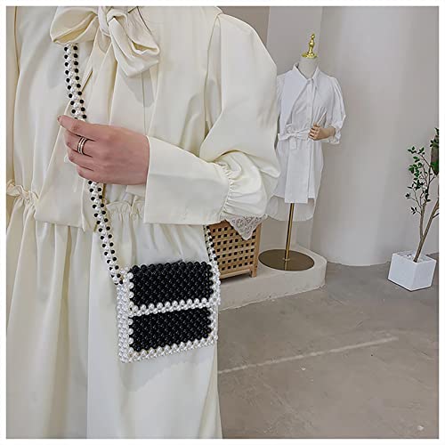 Women's Pearl Bag Crystal Pearl Black Bag Hand Woven Beaded Bag Retro Handheld Shoulder Crossbody for Wedding Party Bridal Party Gifts3