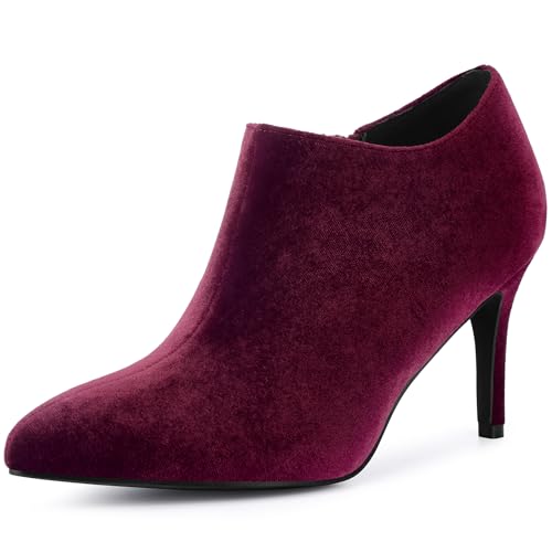 Perphy Velvet Pointy Toe Stiletto Heels Booties for Women