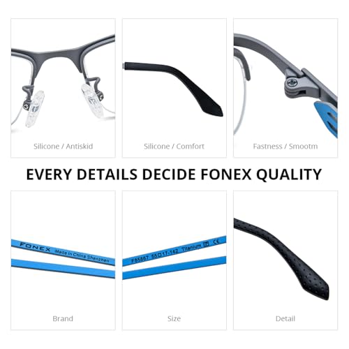 Image of FONEX Pure Titanium Glasses Frame Men Square Eyeglasses Optical Eyewear F85775