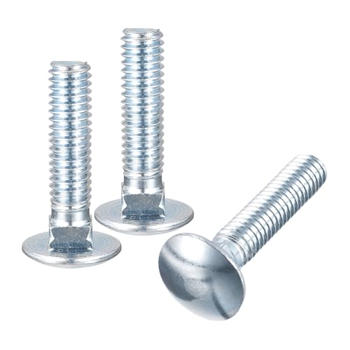 Image of uxcell 5 /16-18x1-1 /4 Carriage Bolt, 6pcs Round Head Square Neck Screws, Carbon Steel Zinc Plated, Fully Threaded, Silver