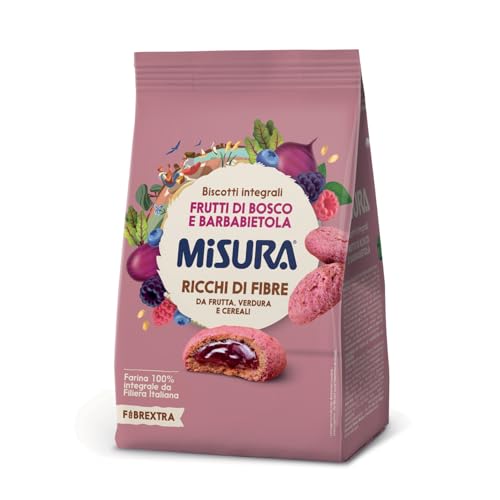 Misura Frollino Integrale Fibrextra | Con farcitura ai Frutti di bosco e Barbabietola | 100% Farina Integrale | Confezione da 260 grammi