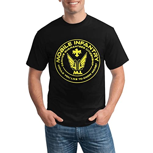 Mortgats BLACK-32 Mobile Infantry Starship Troopers Men'S Casual Short Sleeve Quick Dry Breathable Loose Fit Crew Neck Pure Cotton T Shirt Black thumb #2