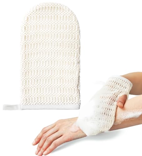 aisen Japan - Japanese Silk Sericin Bath & Shower Mitt, Made in Japan Exfoliating Body Wash Mitt for Sensitive Skin, Moisturizing Raw Silk Bath Glove, Gentle Luxury Bath Accessory Gift for Women