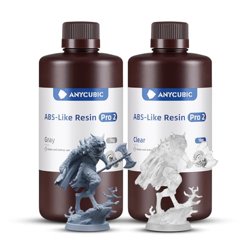 ANYCUBIC Résine ABS-Like Pro 2, Resine pour Imprimante 3D, Grande robustesse avec Haute Précision, Résine Photopolymère UV 405 nm pour Imprimante 3D LCD/DLP/SLA (Gris+Clair, 2KG) Gris+Clair