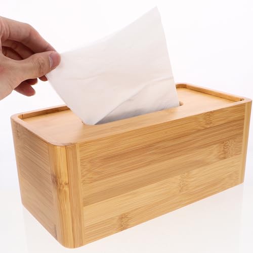 Boîte à mouchoirs en bambou robuste avec distributeur fluide