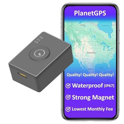 PlanetGPS (Neptune) - Magnetic Waterproof GPS Tracker for Vehicles Cars w/Worldwide Coverage (1 to 2 Months Battery) - Subscription Required (Starting $5.40/Month)