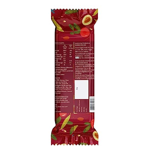 Wingreens Harvest Nuts & Seeds Energy Bars - Cranberry & Almond - 180 g (Pack of 6 x 30 g), Almonds, cashews, pumpkin seeds, Healthy Vegan Protein Snack Bars, Gluten Free, high Fibre.