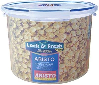 Plastic Air Tight Kitchen Container/Box with Dry Storage System, 5000 ml, Clear, (22(D) x 19 CM)