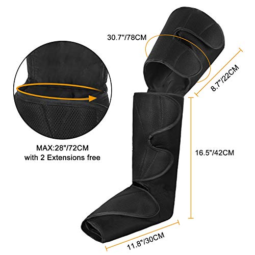 QUINEAR Leg Massager for Circulation, Foot Calf & Thigh Wraps Massage Helpful for Muscles Relaxation and Pain Relief - 3 Modes & 3 Intensities Include 2 Extensions