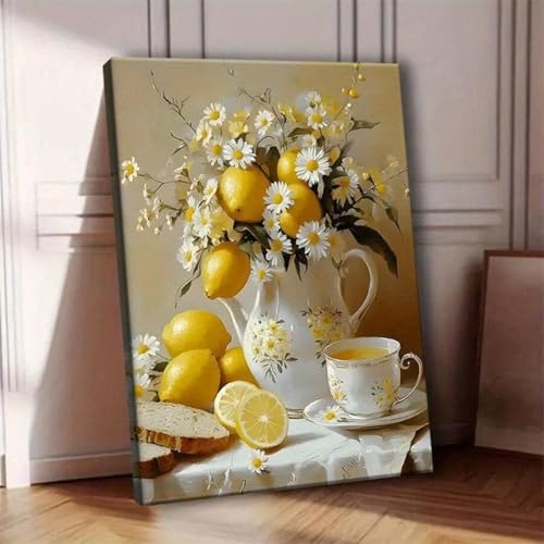 Toile citrons et tournesols pour illuminer la décoration de votre cuisine ou salon moderne