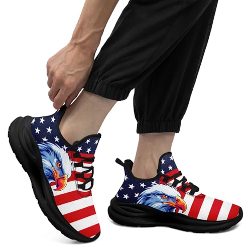 Patriotic Running Shoes for Men and Women, American Flag Lightweight Mesh Athletic Sneakers for Workout Gym Tennis 6