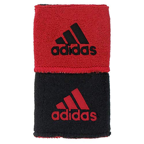 adidas Interval Reversible Wristband – Athletic Sweatband for Men and Women Discontinued, Black/Team Power Red, One Size