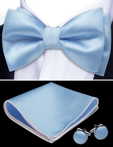 Image of YOHOWA Mens Bow Tie Set Paisley Coloful Pre-tied Bowties Adjustable with Handkerchief Cufflinks Wedding Prom Party