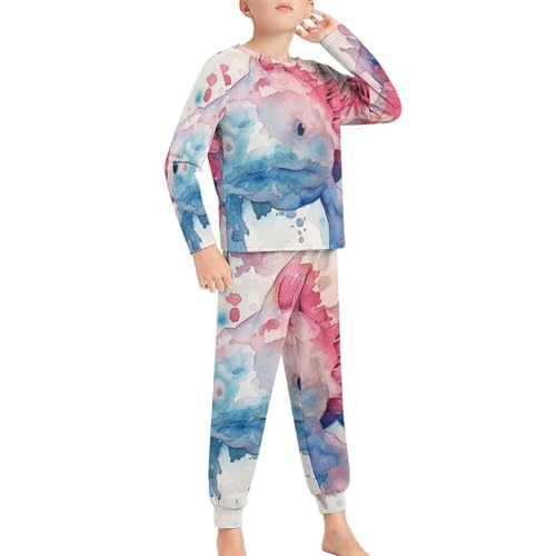 Watercolor Pink AxolotlBoys Casual Comfort Pajamas, Long Sleeve Pajama Set150CM