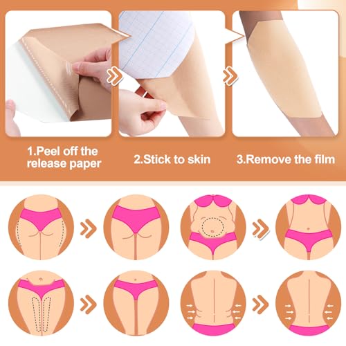 Geiserailie 30 Pcs Lift Tummy Tape Pre-Cut Belly Body Tape for Loose Skin Lifting Thigh Lifts for Flat Tummy Stomach Pregnant Women Saggy Loose Skin Arm Leg Back Cellulite Belly Fat3