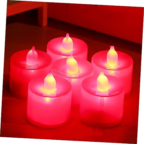 Velas LED sin llama hechas de plástico con batería de botón rojas 4