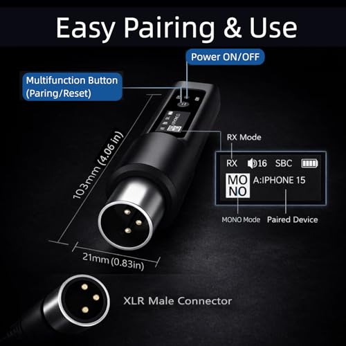 Récepteur Bluetooth XLR pour son en direct et mixeurs de soirée - 4