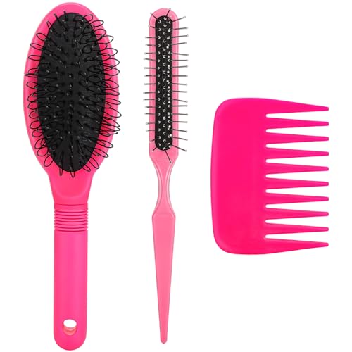 Wig Brush Comb, 3Pcs Loop Wig Brush Hair Extension Wide-Tooth and Edge Combs for Human Wigs and Synthetic Extension Gifts