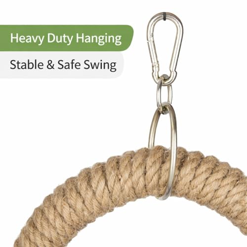 Image of KSK Natural Jute Rope Bird Swing for Medium & Large Parrots | Strong Wooden Perch Hanging Swing Toy | Cage Accessory for African Grey, Amazon, Cockatoo, Macaw