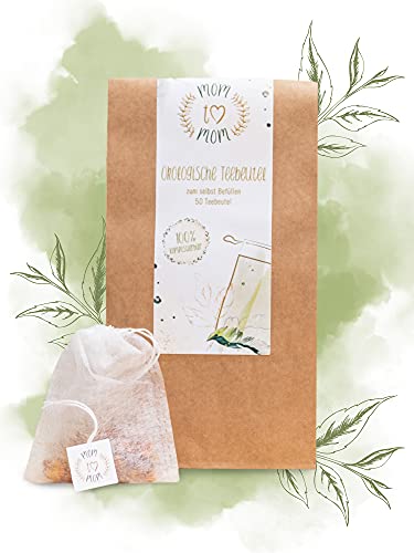 Mom to Mom® Teebeutel für losen Tee - Ökologische Teefilter (50 Stk.) - Ideal auch als Tee Geschenk - 100% kompostierbar - Tee lose - Tea Bags