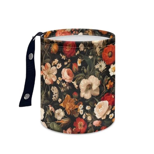 Image of Bright Flower Car Trash Can Collapsible Hanging Portable Dustbin Bin Waste Basket Car Accessories Interior for Cars, Family Gatherings, Camping