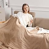 Full Size Heated Electric Blanket Heating Blanket - 72X84in Full Size Electric Blanket for Bed, Fast Heating and Over-Heat Protection Heated Blanket 5 Heat Levels, House Warming Gifts New Home (Beige)
