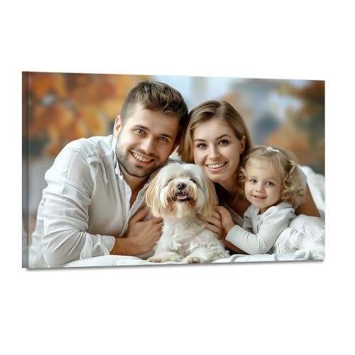 Custom Canvas Wall Art, Personalized Picture to Canvas, Canvas Prints With Your Photo, Pictures for Pet Family, Gift for Mom Friend, Decor for Home Bedroom Framed Ready to Hang - 30L" x 20W"