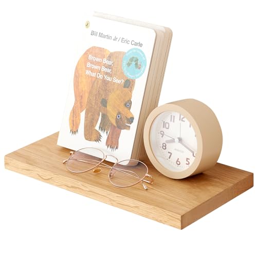 Oak Floating Shelves Rustic Wood Wall Shelves for Storage, Wall Mounted Wooden Display Shelf Wide for Living Room Bedroom Kitchen Bathroom (12 inch)